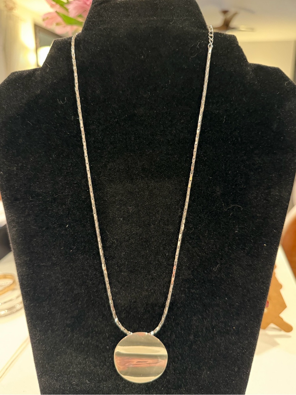 Sterling Silver Disc Pendant Necklace